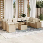 vidaXL 11 Piece Patio Sofa Set with Cushions Poly Rattan, Modular Outdoor Sectional, Adjustable Table, Weatherproof, Multiple Colors