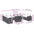 vidaXL 11 Piece Patio Sofa Set with Cushions Poly Rattan, Modular Outdoor Sectional, Adjustable Table, Weatherproof, Multiple Colors