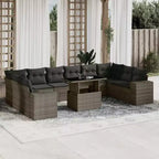vidaXL 11 Piece Patio Sofa Set with Cushions Poly Rattan, Modular Outdoor Sectional, Adjustable Table, Weatherproof, Multiple Colors