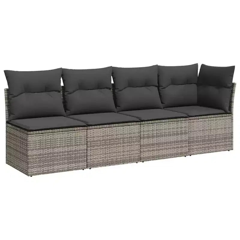 vidaXL 11 Piece Patio Sofa Set with Cushions Poly Rattan, Modular Outdoor Sectional, Adjustable Table, Weatherproof, Multiple Colors