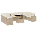 vidaXL 11 Piece Patio Sofa Set with Cushions Poly Rattan, Modular Outdoor Sectional, Adjustable Table, Weatherproof, Multiple Colors