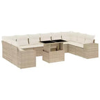 vidaXL 11 Piece Patio Sofa Set with Cushions Poly Rattan, Modular Outdoor Sectional, Adjustable Table, Weatherproof, Multiple Colors