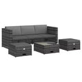 vidaXL 4 Piece Patio Lounge Set with Cushions Poly Rattan Gray