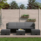 vidaXL Ensemble de salon de terrasse 4 pièces avec coussins, polyrotin gris