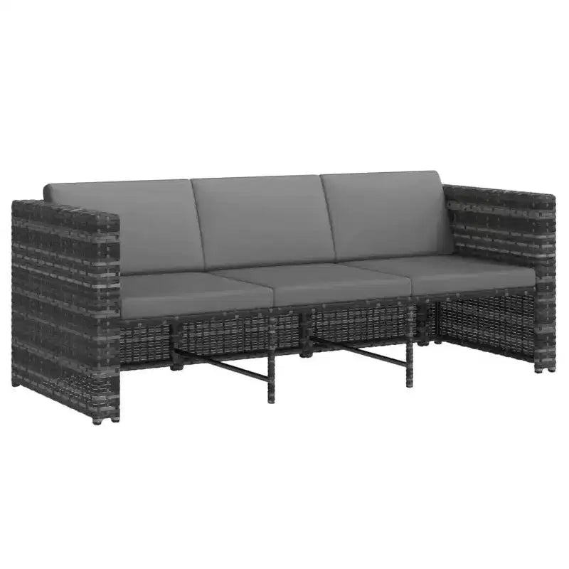 vidaXL Ensemble de salon de terrasse 4 pièces avec coussins, polyrotin gris