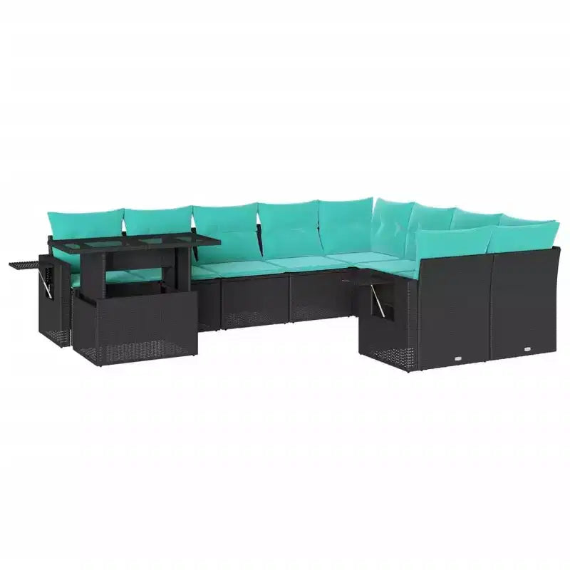 vidaXL Patio Sofa Set with Cushions and Table, Outdoor 10-Piece Poly Rattan