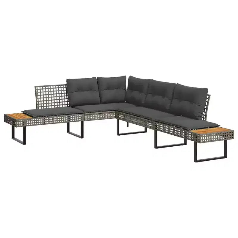 vidaXL Set da divani da giardino da 2 pezzi con cuscini, da esterno, in polyrattan e legno di acacia