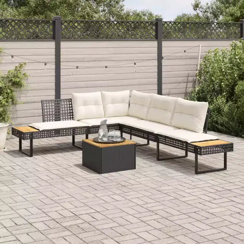 vidaXL Set da divani da giardino da 2 pezzi con cuscini, da esterno, in polyrattan e legno di acacia