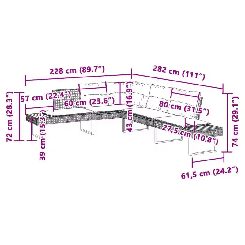 vidaXL Set da divani da giardino da 2 pezzi con cuscini, da esterno, in polyrattan e legno di acacia