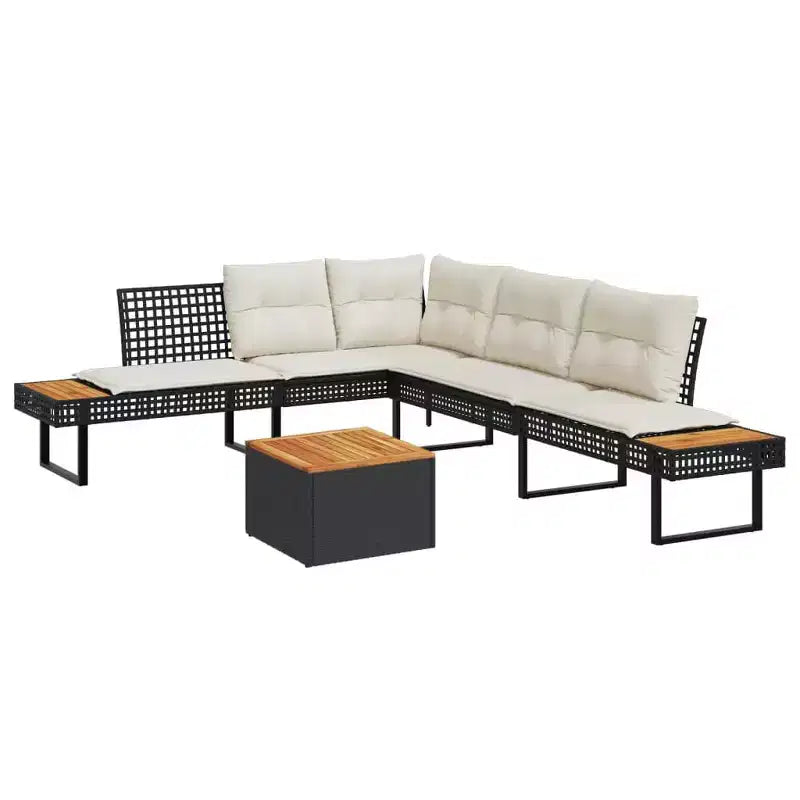 vidaXL Set da divani da giardino da 2 pezzi con cuscini, da esterno, in polyrattan e legno di acacia