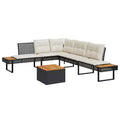 vidaXL Set da divani da giardino da 2 pezzi con cuscini, da esterno, in polyrattan e legno di acacia