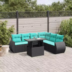 vidaXL Gartensofagarnitur mit Kissen, Polyrattan und Akazienholz