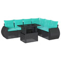 vidaXL Gartensofagarnitur mit Kissen, Polyrattan und Akazienholz