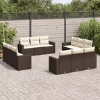 vidaXL 12-teiliges Terrassensofa-Set mit Kissen Poly-Rattan