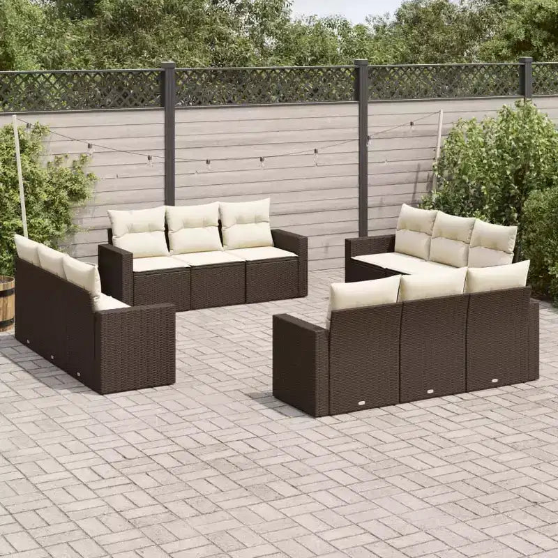 vidaXL 12-teiliges Terrassensofa-Set mit Kissen Poly-Rattan