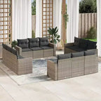 vidaXL 12-teiliges Terrassensofa-Set mit Kissen Poly-Rattan