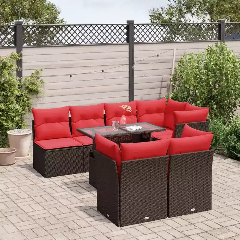 vidaXL Set di divani da patio con cuscini, sedute modulari da esterno da 8 pezzi in polyrattan