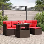 vidaXL Patio Sofa Set with Cushions Modular Outdoor Seating 6 Piece Poly Rattan