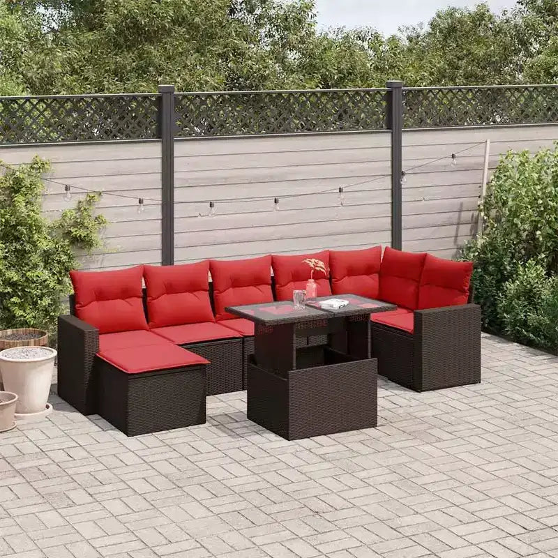 Set di divani da giardino vidaXL da 8 pezzi con cuscini, polyrattan