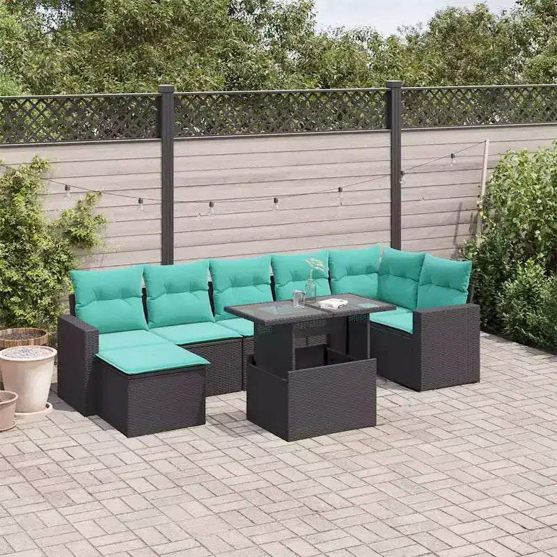 Set di divani da giardino vidaXL da 8 pezzi con cuscini, polyrattan