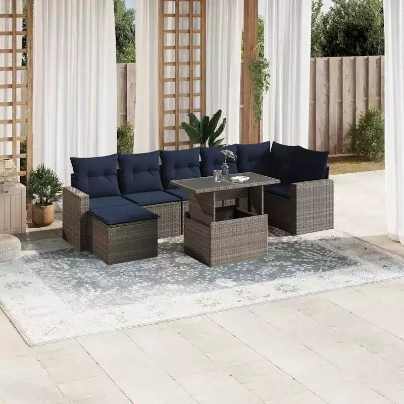 Set di divani da giardino vidaXL da 8 pezzi con cuscini, polyrattan