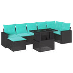 vidaXL 8 Piece Garden Sofa Set with Cushions Poly Rattan