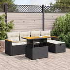 vidaXL 6 Piece Patio Sofa Set with Cushions Poly Rattan, Modular Outdoor Sectional, Adjustable Table, Multiple Colors/Models
