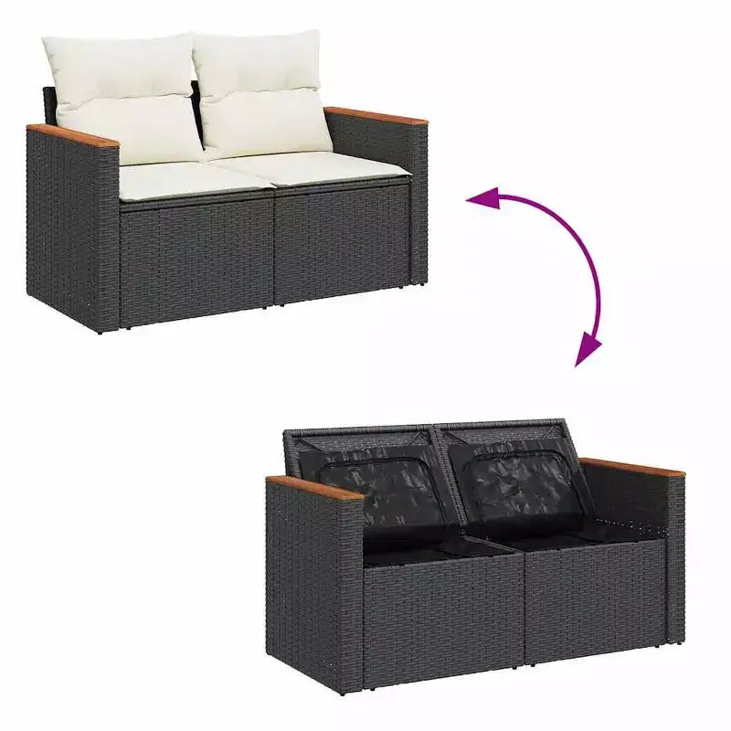 vidaXL 6 Piece Patio Sofa Set with Cushions Poly Rattan, Modular Outdoor Sectional, Adjustable Table, Multiple Colors/Models