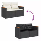 vidaXL 6 Piece Patio Sofa Set with Cushions Poly Rattan, Modular Outdoor Sectional, Adjustable Table, Multiple Colors/Models