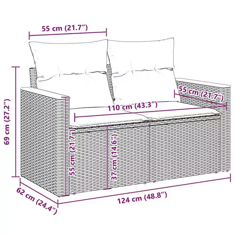 vidaXL 6 Piece Patio Sofa Set with Cushions Poly Rattan, Modular Outdoor Sectional, Adjustable Table, Multiple Colors/Models