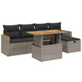 vidaXL 6 Piece Patio Sofa Set with Cushions Poly Rattan, Modular Outdoor Sectional, Adjustable Table, Multiple Colors/Models