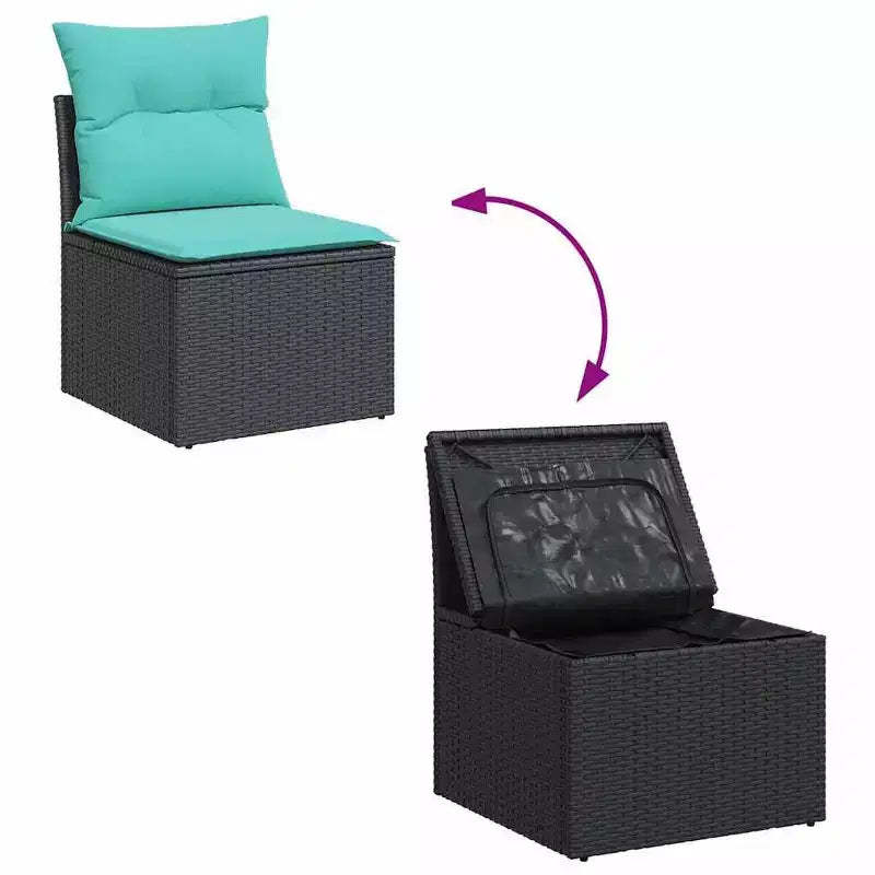Set di divani da patio vidaXL con cuscini, sedute modulari da esterno, 5 pezzi, polirattan