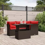 Set di divani da patio vidaXL con cuscini, sedute modulari da esterno, 5 pezzi, polirattan