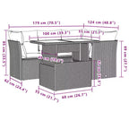 Set di divani da patio vidaXL con cuscini, sedute modulari da esterno, 5 pezzi, polirattan