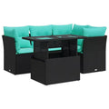 Set di divani da patio vidaXL con cuscini, sedute modulari da esterno, 5 pezzi, polirattan