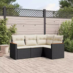 vidaXL 4-teiliges Terrassensofaset mit Kissen aus Poly-Rattan