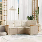 vidaXL 4-teiliges Terrassensofaset mit Kissen aus Poly-Rattan