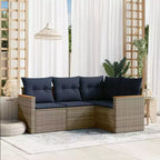vidaXL 4-teiliges Terrassensofaset mit Kissen aus Poly-Rattan