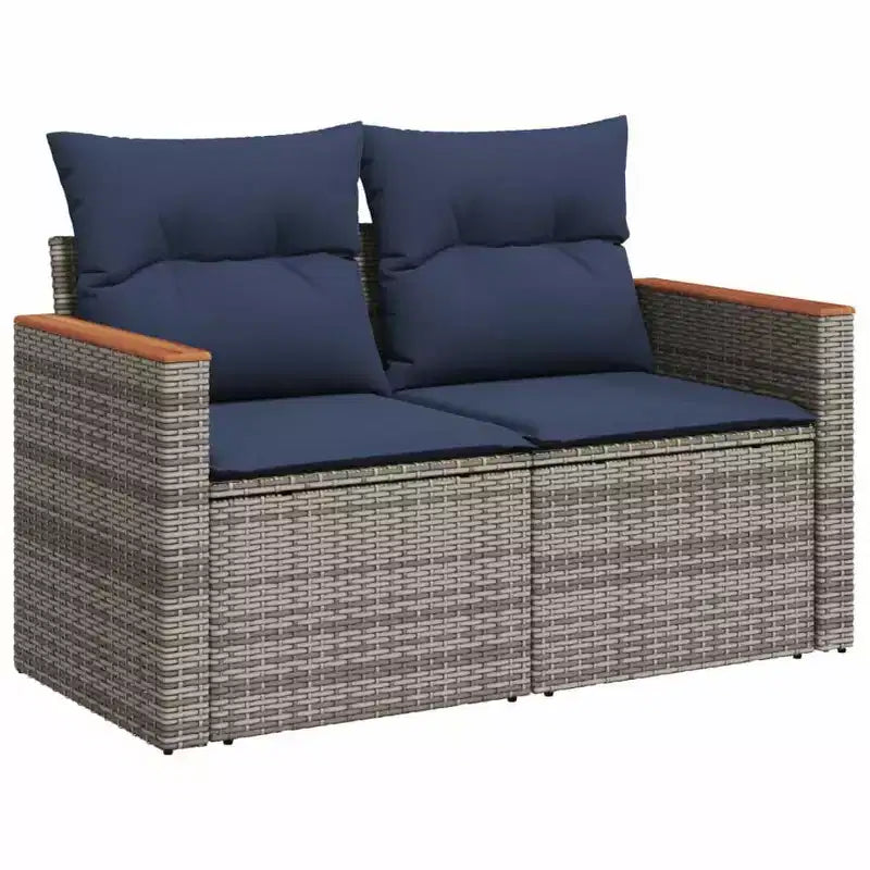 vidaXL 4-teiliges Terrassensofaset mit Kissen aus Poly-Rattan