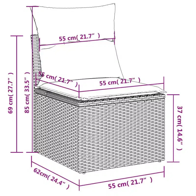 vidaXL 4-teiliges Terrassensofaset mit Kissen aus Poly-Rattan