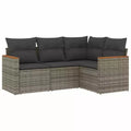 vidaXL 4 Piece Patio Sofa Set with Cushions Poly Rattan
