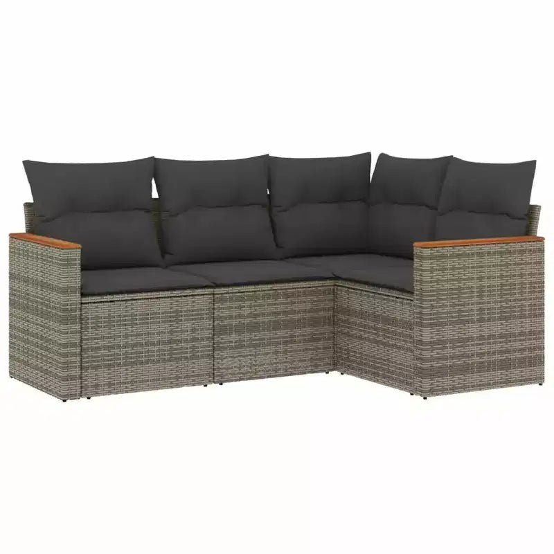 vidaXL 4 Piece Patio Sofa Set with Cushions Poly Rattan