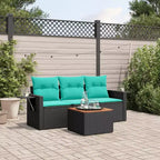 vidaXL 4 Piece Garden Sofa Set with Cushions Grey Poly Rattan