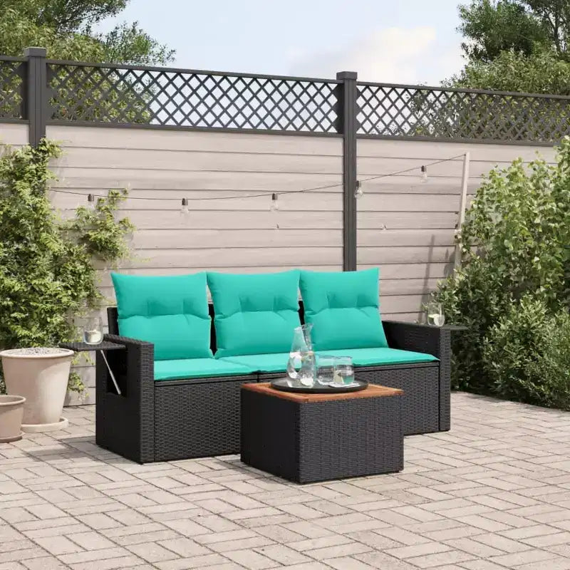 vidaXL 4 Piece Garden Sofa Set with Cushions Grey Poly Rattan