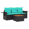 vidaXL 4 Piece Garden Sofa Set with Cushions Grey Poly Rattan