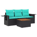 vidaXL 4 Piece Garden Sofa Set with Cushions Grey Poly Rattan