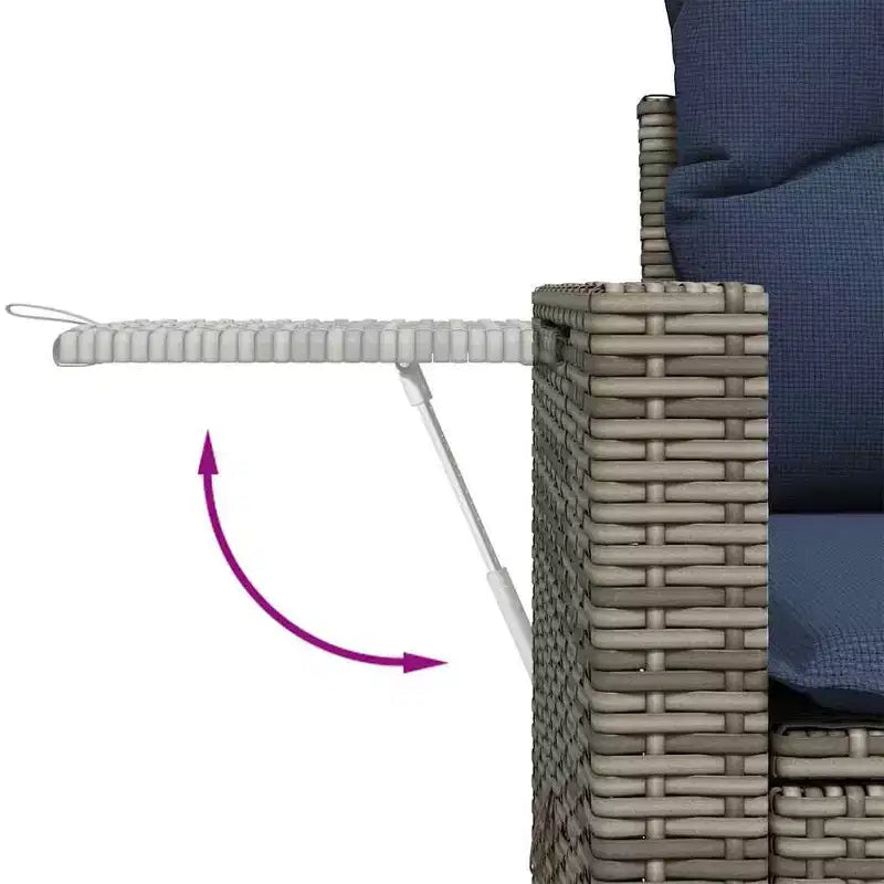 vidaXL 9-teiliges Gartensofa-Set mit Kissen, grau, Poly-Rattan