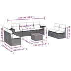 vidaXL 9-teiliges Gartensofa-Set mit Kissen, grau, Poly-Rattan