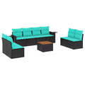 vidaXL 9-teiliges Gartensofa-Set mit Kissen, grau, Poly-Rattan