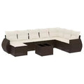 vidaXL 9 Piece Patio Sofa Set with Cushions Beige Poly Rattan